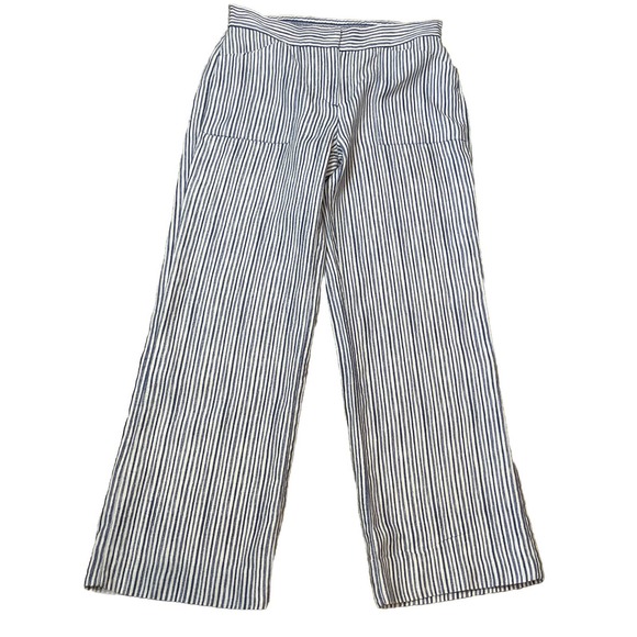 CHICO’S 00 Women’s 2 Linen Pants Blue Striped - Picture 2 of 10